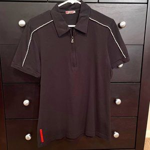 Men's Prada Quarter Zip Shirt Black Size Medium Stretch Fit